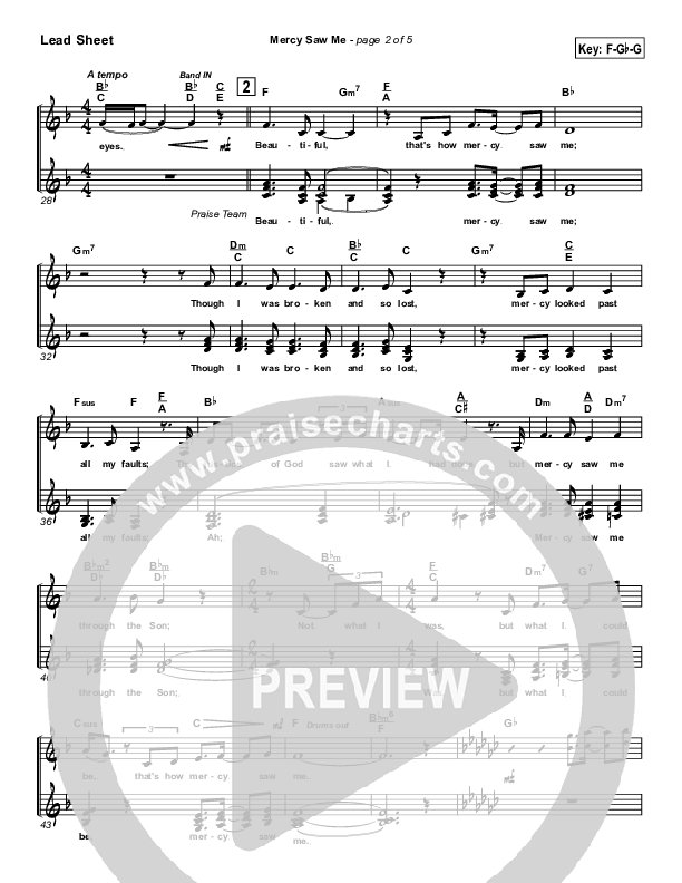 Mercy Saw Me Lead Sheet (SAT) (Geron Davis)