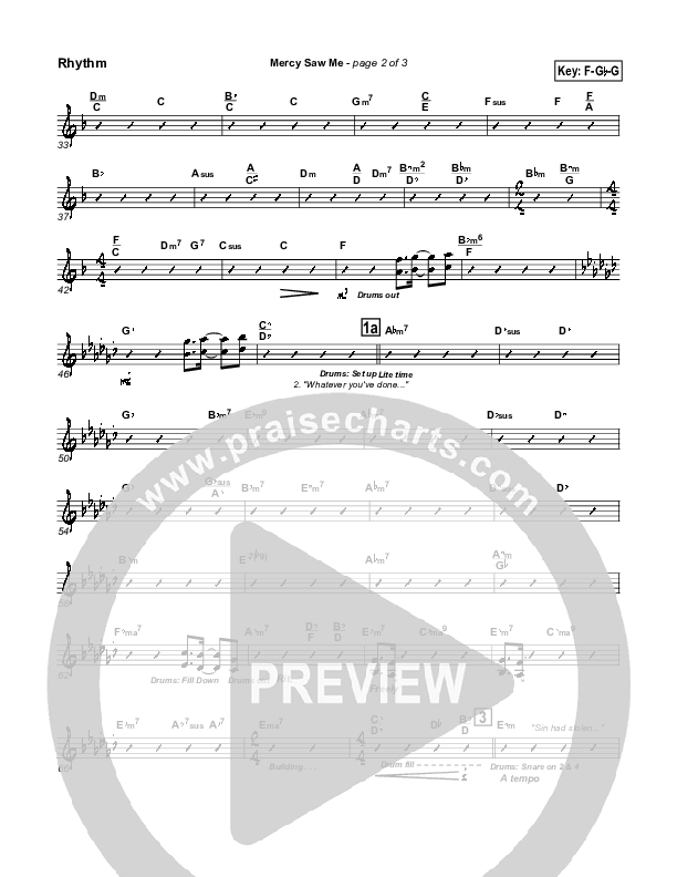 Mercy Saw Me Rhythm Chart (Geron Davis)