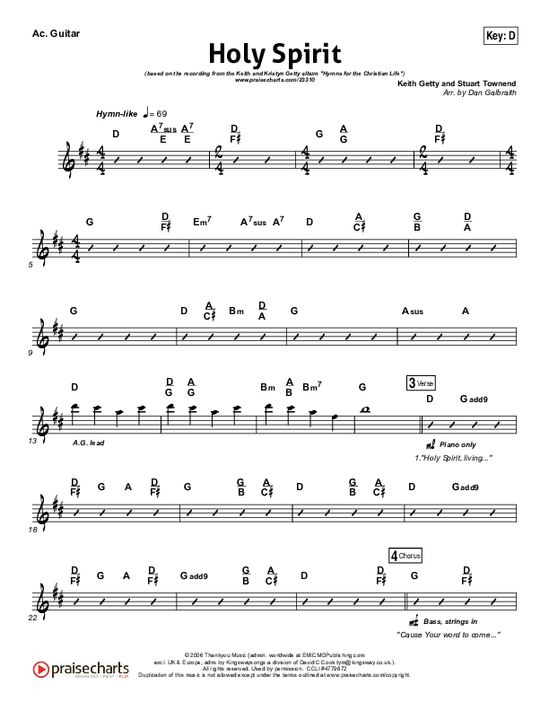 Holy Spirit Living Breath Of God Acoustic Guitar (Keith & Kristyn Getty)