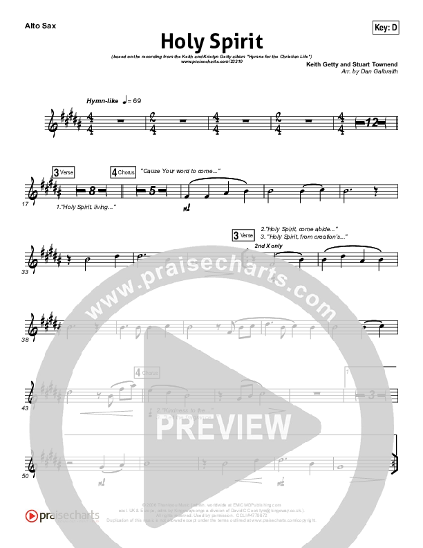 Holy Spirit Living Breath Of God Alto Sax (Keith & Kristyn Getty)