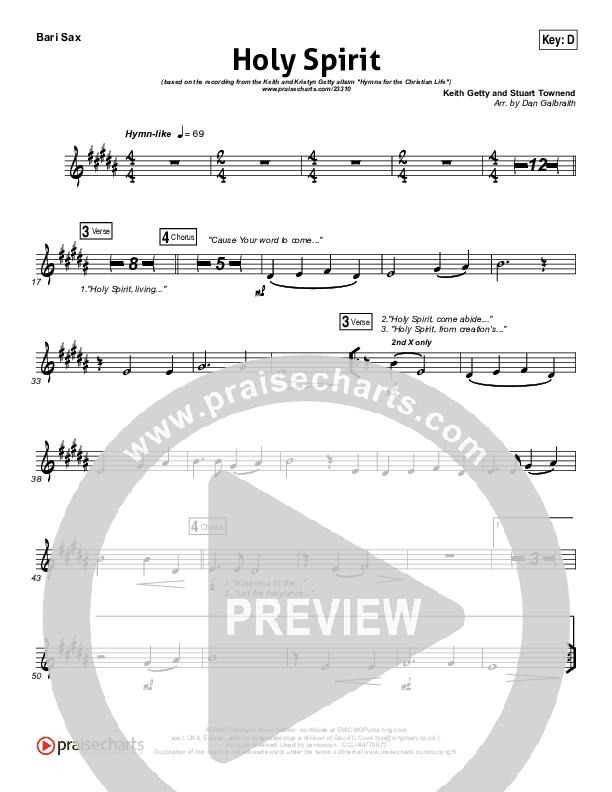 Holy Spirit Living Breath Of God Bari Sax (Keith & Kristyn Getty)