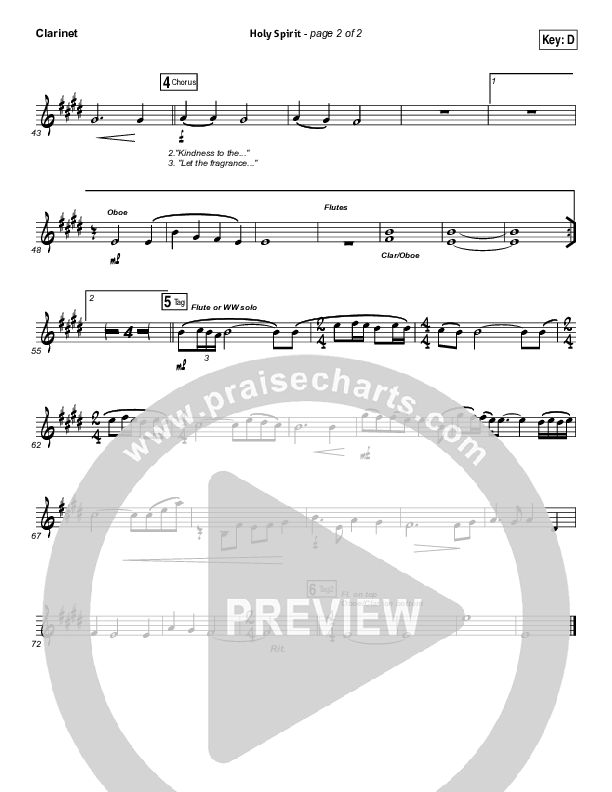 Holy Spirit Living Breath Of God Clarinet (Keith & Kristyn Getty)