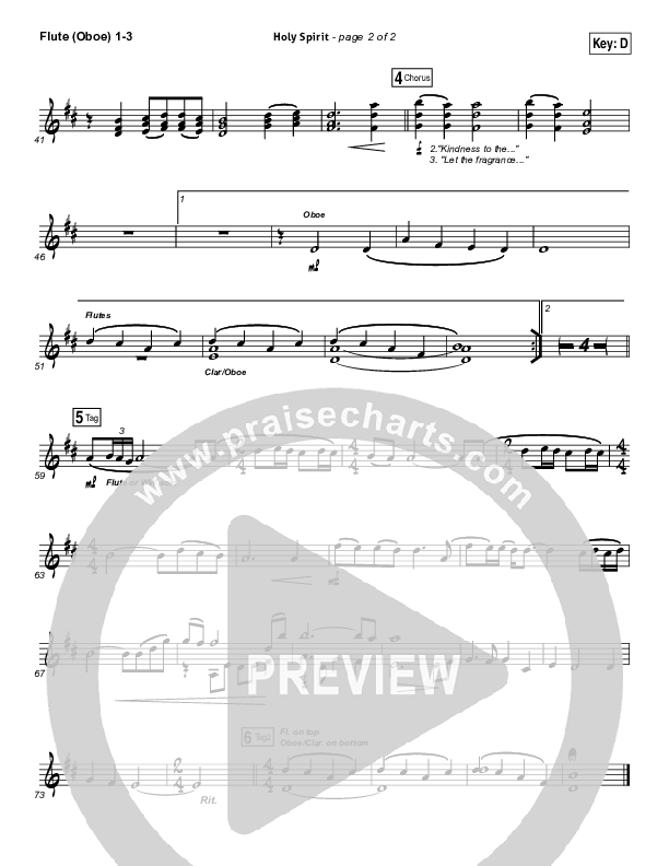 Holy Spirit Living Breath Of God Flute/Oboe 1/2/3 (Keith & Kristyn Getty)