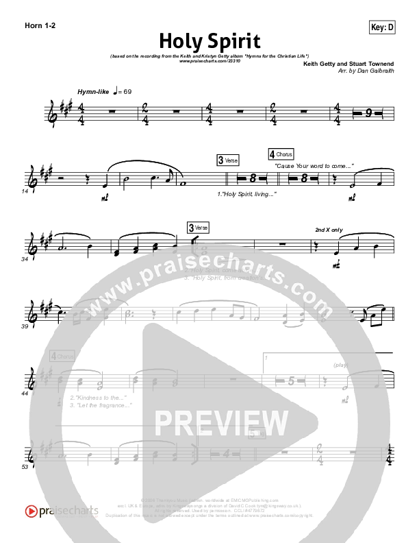 Holy Spirit Living Breath Of God French Horn 1/2 (Keith & Kristyn Getty)