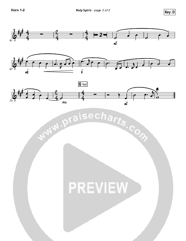 Holy Spirit Living Breath Of God French Horn 1/2 (Keith & Kristyn Getty)