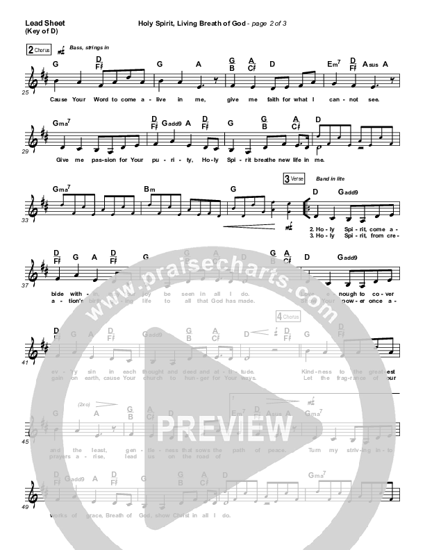 Holy Spirit Living Breath Of God Lead Sheet (Melody) (Keith & Kristyn Getty)