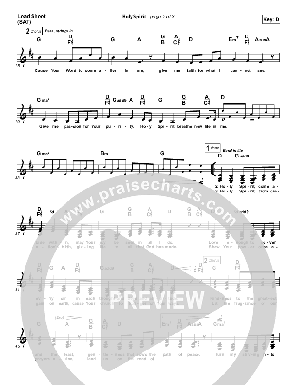 Holy Spirit Living Breath Of God Lead Sheet (SAT) (Keith & Kristyn Getty)