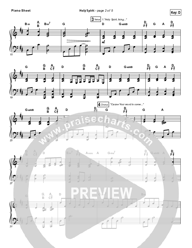 Holy Spirit Living Breath Of God Piano Sheet (Keith & Kristyn Getty)