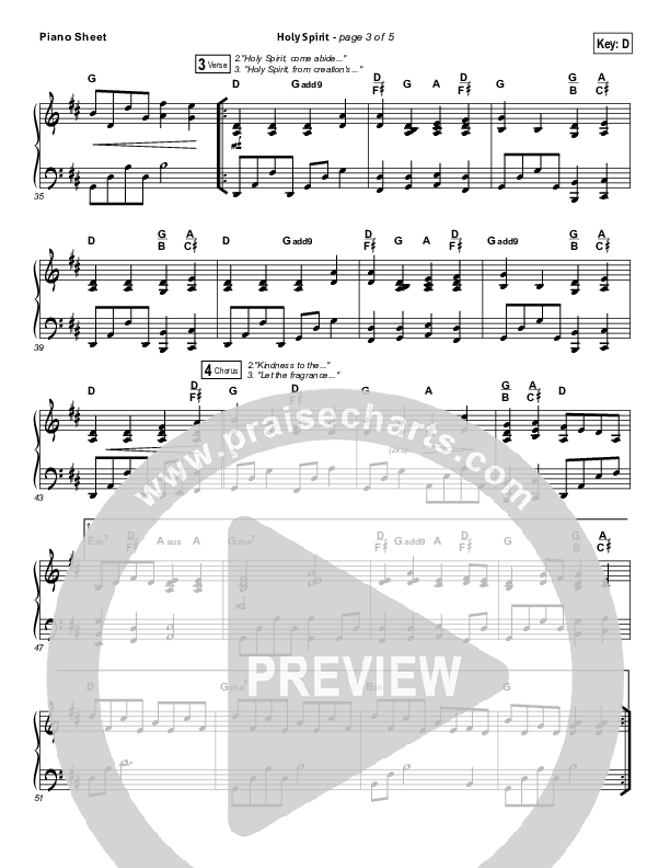 Holy Spirit Living Breath Of God Piano Sheet (Keith & Kristyn Getty)