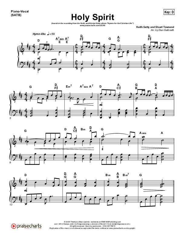 Holy Spirit Living Breath Of God Piano/Vocal (SATB) (Keith & Kristyn Getty)