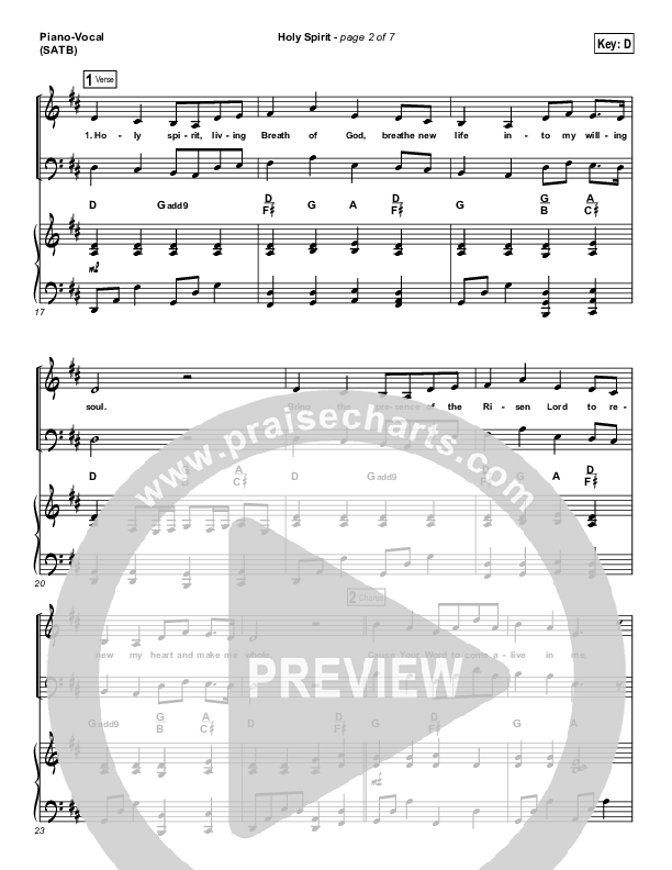 Holy Spirit Living Breath Of God Piano/Vocal (SATB) (Keith & Kristyn Getty)