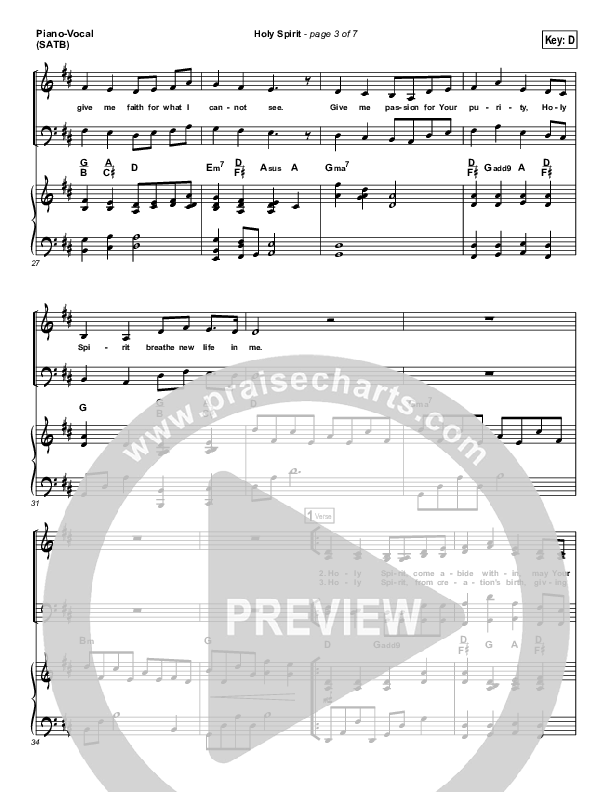 Holy Spirit Living Breath Of God Piano/Vocal (SATB) (Keith & Kristyn Getty)