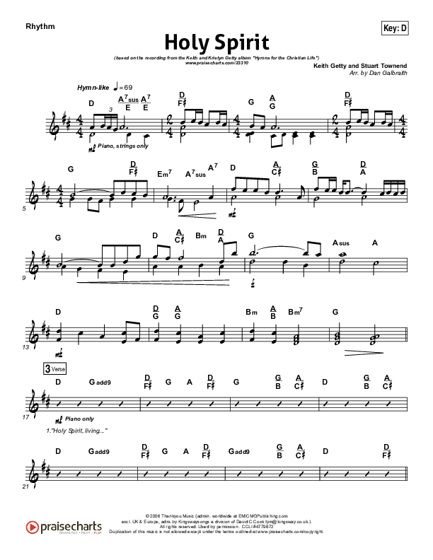 Holy Spirit Living Breath Of God Rhythm Chart (Keith & Kristyn Getty)
