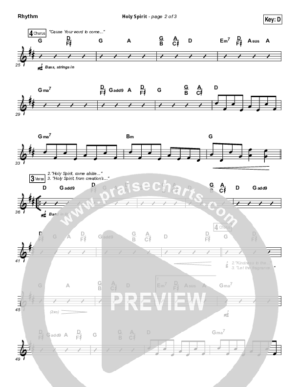 Holy Spirit Living Breath Of God Rhythm Chart (Keith & Kristyn Getty)