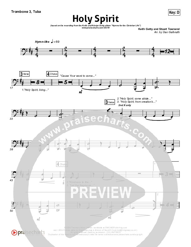 Holy Spirit Living Breath Of God Trombone 3/Tuba (Keith & Kristyn Getty)