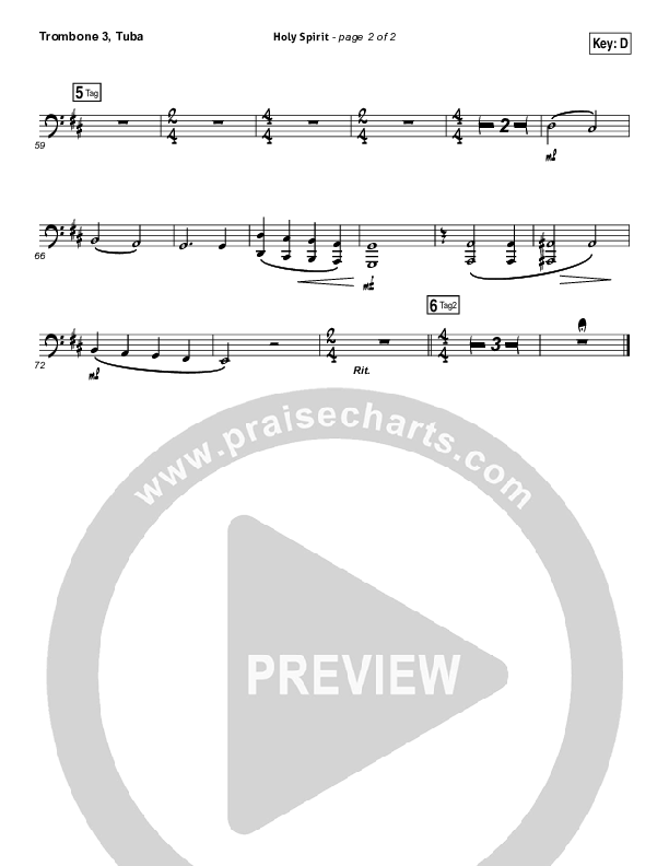 Holy Spirit Living Breath Of God Trombone 3/Tuba (Keith & Kristyn Getty)