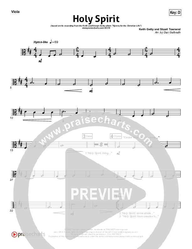 Holy Spirit Living Breath Of God Viola (Keith & Kristyn Getty)