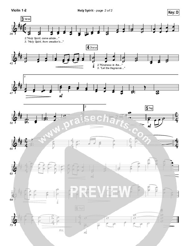 Holy Spirit Living Breath Of God Violin 1/2 (Keith & Kristyn Getty)