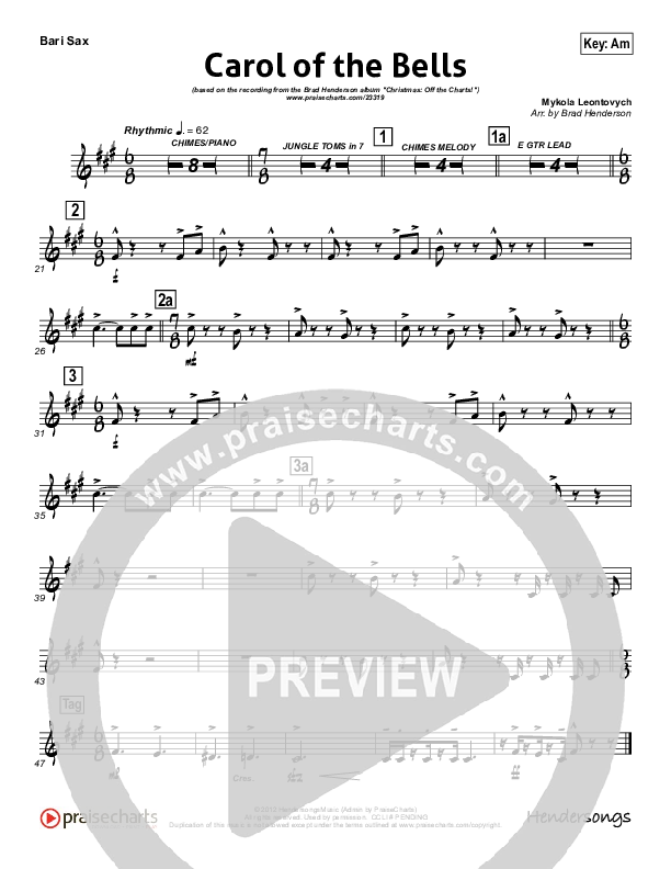 Carol Of The Bells (Instrumental) Bari Sax (Brad Henderson)