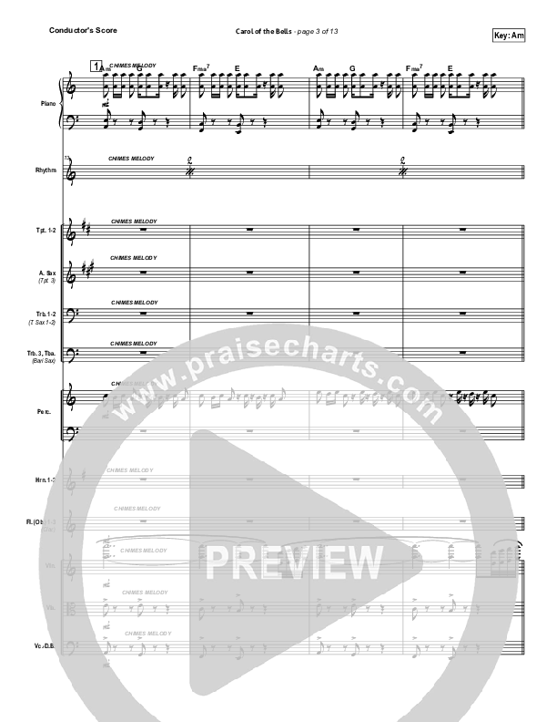 Carol Of The Bells (Instrumental) Conductor's Score (Brad Henderson)