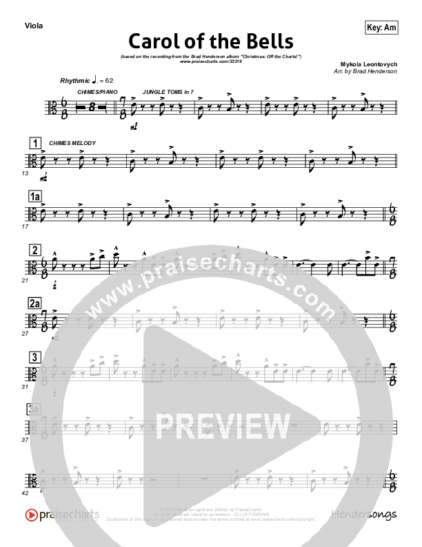 Carol Of The Bells (Instrumental) Viola (Brad Henderson)