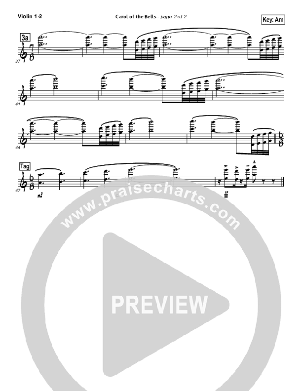 Carol Of The Bells (Instrumental) Violin 1/2 (Brad Henderson)