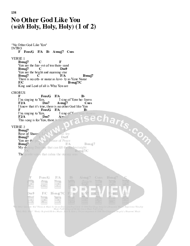 No Other God Like You (with Holy Holy Holy) Chord Chart (Geron Davis)