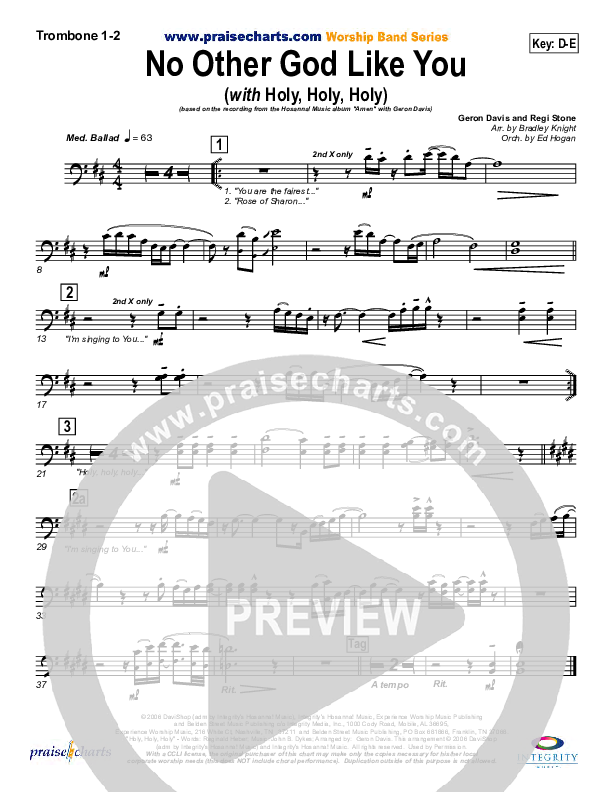 No Other God Like You (with Holy Holy Holy) Trombone 1/2 (Geron Davis)