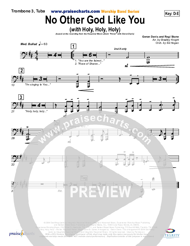 No Other God Like You (with Holy Holy Holy) Trombone 3/Tuba (Geron Davis)