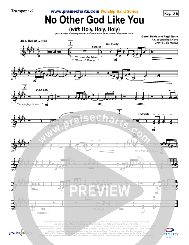 No Other God Like You (with Holy Holy Holy) Trumpet 1,2 (Geron Davis)