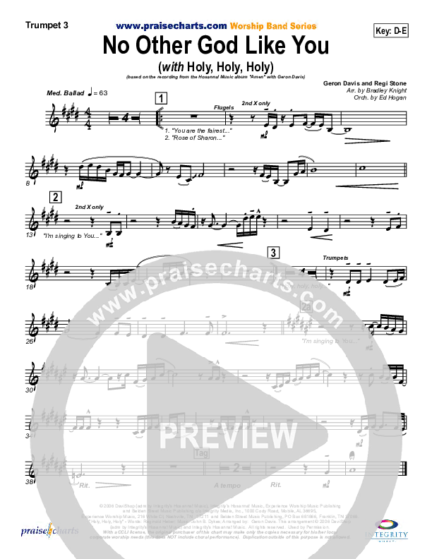 No Other God Like You (with Holy Holy Holy) Trumpet 3 (Geron Davis)