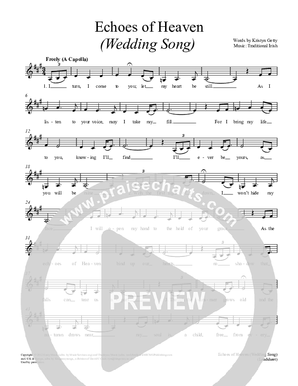 Echoes Of Heaven (Wedding Song) Lead Sheet (Keith & Kristyn Getty)