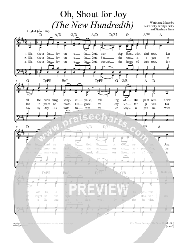 Oh Shout For Joy Lead Sheet (Keith & Kristyn Getty)