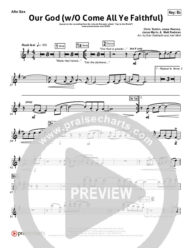 Our God (with O Come All Ye Faithful) Alto Sax (Lincoln Brewster)