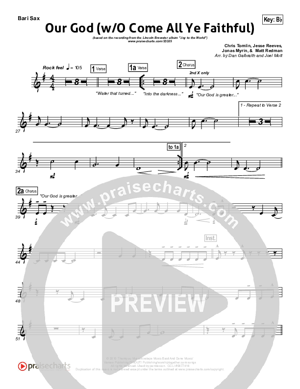 Our God (with O Come All Ye Faithful) Bari Sax (Lincoln Brewster)