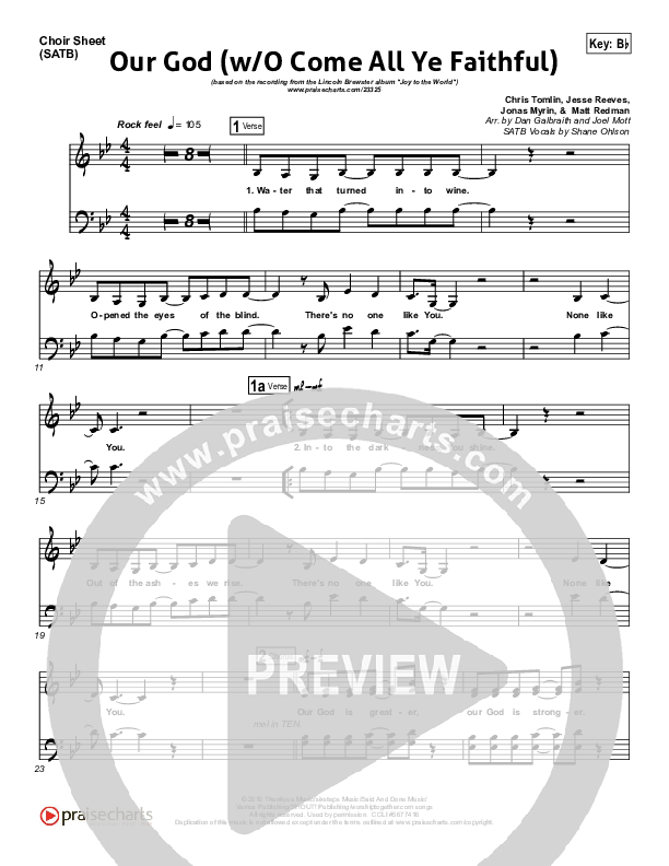 Our God (with O Come All Ye Faithful) Choir Sheet (SATB) (Lincoln Brewster)