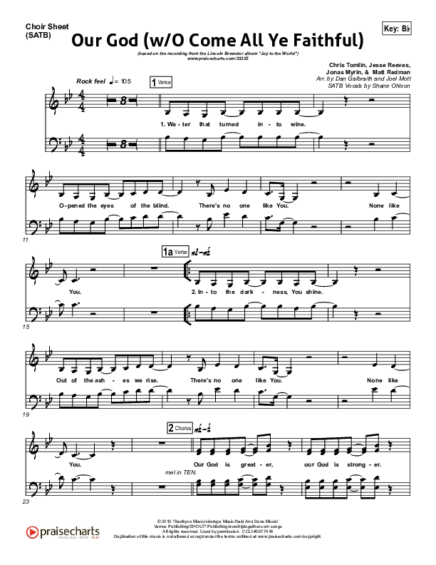 Our God (with O Come All Ye Faithful) Choir Vocals (SATB) (Lincoln Brewster)