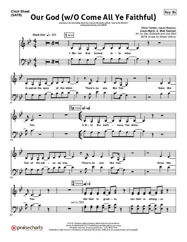 Our God (with O Come All Ye Faithful) Choir Sheet (SATB) (Lincoln Brewster)