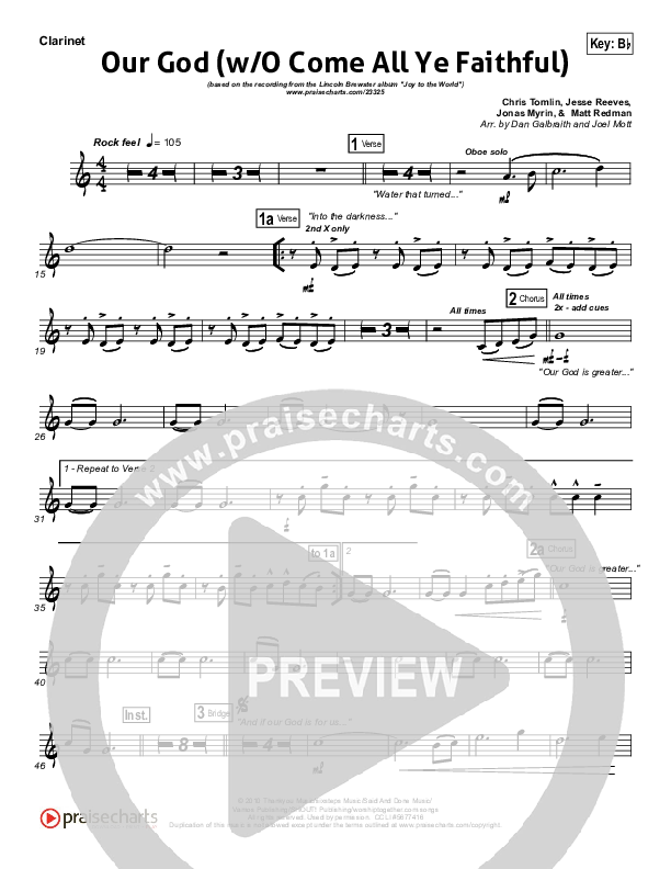 Our God (with O Come All Ye Faithful) Clarinet (Lincoln Brewster)