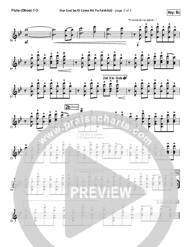 Our God (with O Come All Ye Faithful) Flute/Oboe 1/2/3 (Lincoln Brewster)