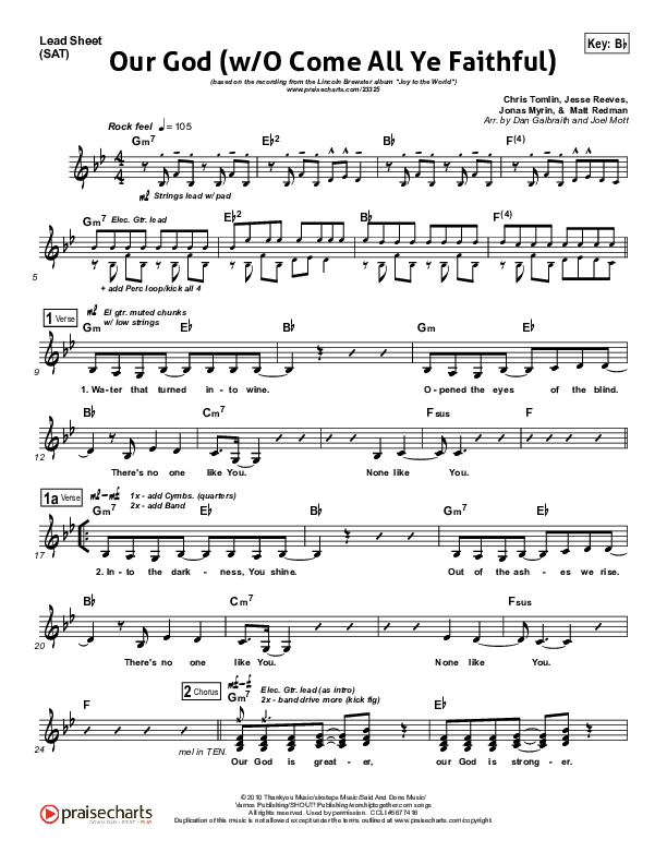 Our God (with O Come All Ye Faithful) Lead Sheet (SAT) (Lincoln Brewster)