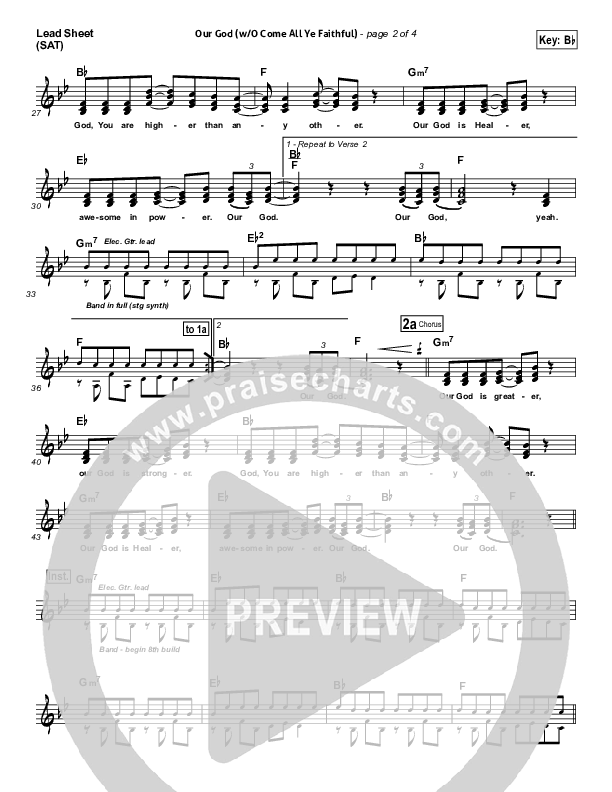 Our God (with O Come All Ye Faithful) Lead Sheet (SAT) (Lincoln Brewster)