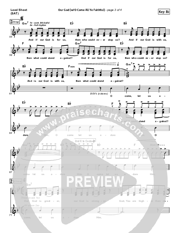 Our God (with O Come All Ye Faithful) Lead Sheet (SAT) (Lincoln Brewster)