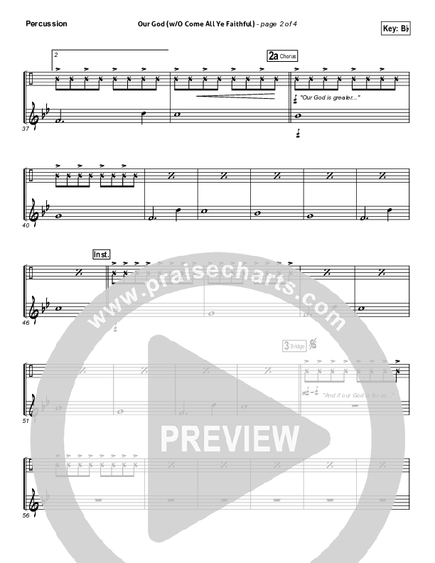 Our God (with O Come All Ye Faithful) Percussion (Lincoln Brewster)