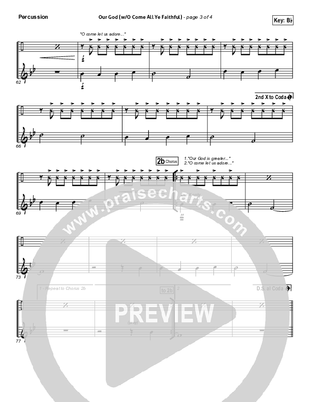 Our God (with O Come All Ye Faithful) Percussion (Lincoln Brewster)