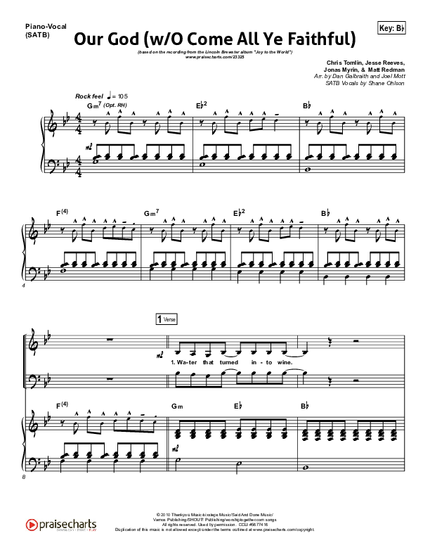 Our God (with O Come All Ye Faithful) Piano/Vocal (SATB) (Lincoln Brewster)
