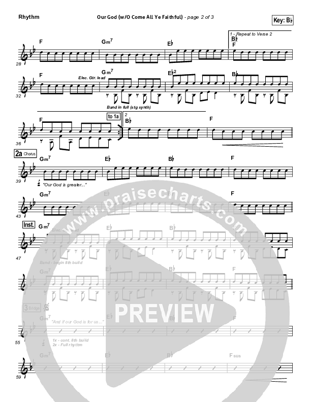 Our God (with O Come All Ye Faithful) Rhythm Chart (Lincoln Brewster)