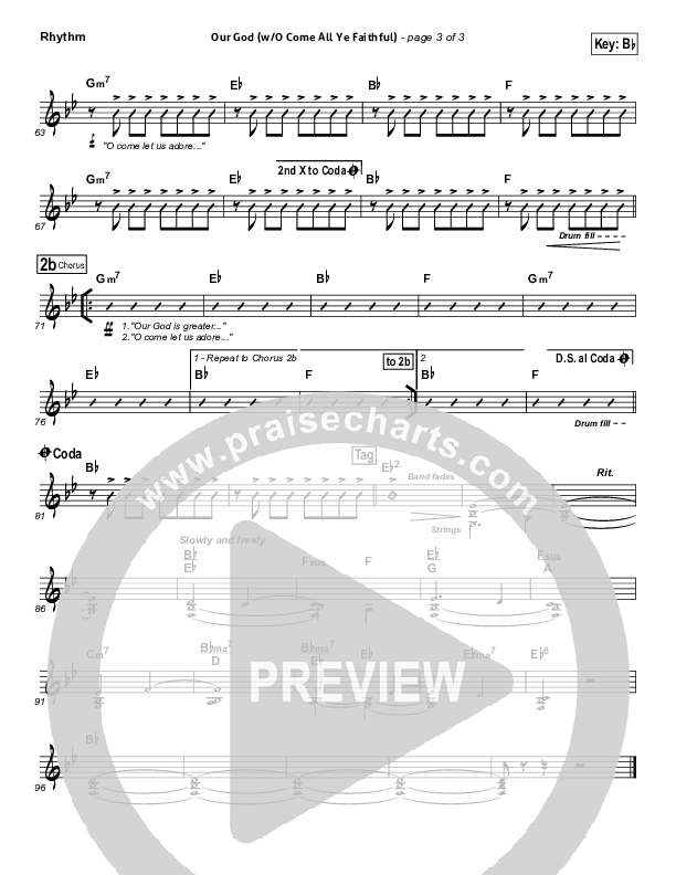 Our God (with O Come All Ye Faithful) Rhythm Chart (Lincoln Brewster)