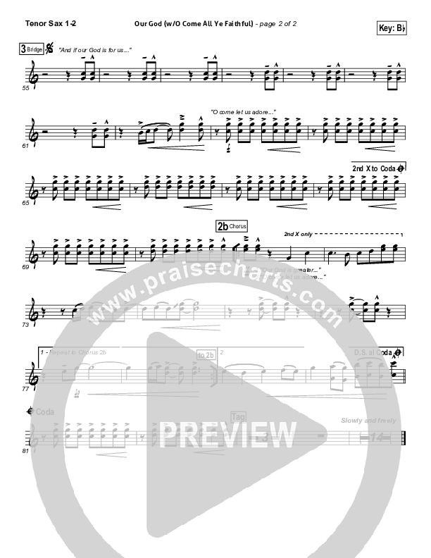 Our God (with O Come All Ye Faithful) Tenor Sax 1/2 (Lincoln Brewster)
