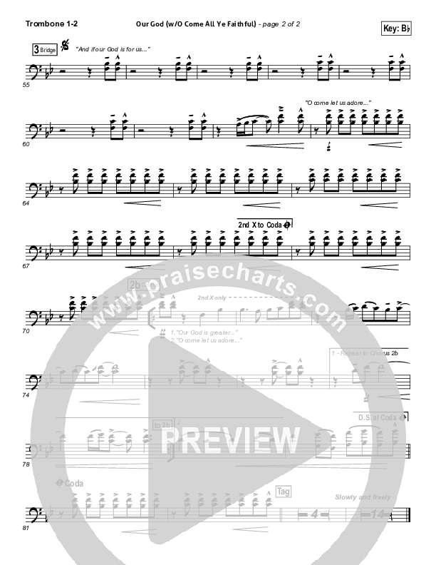 Our God (with O Come All Ye Faithful) Trombone 1/2 (Lincoln Brewster)